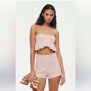 NWT 70s style Zara short with red polka dot - size S